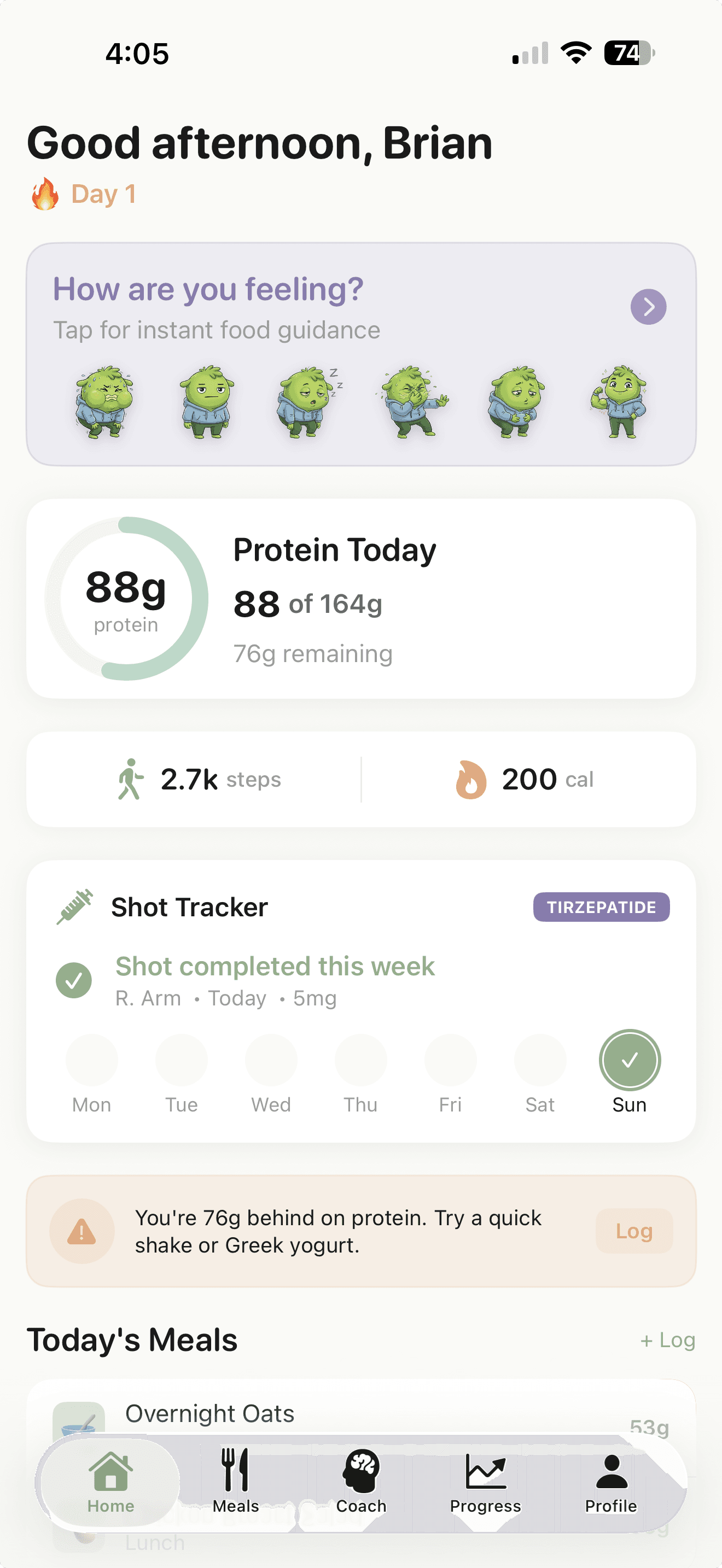 PurePantry app home screen